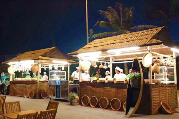 Mẫu 3 gian hàng tre phong cách làng quê Việt